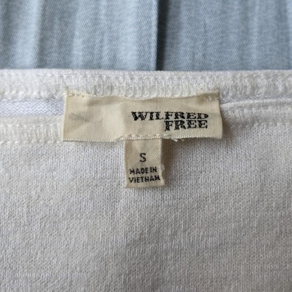 Aritzia Wilfred free white off the shoulder crop top tight short sleeve blouse - Picture 2 of 4